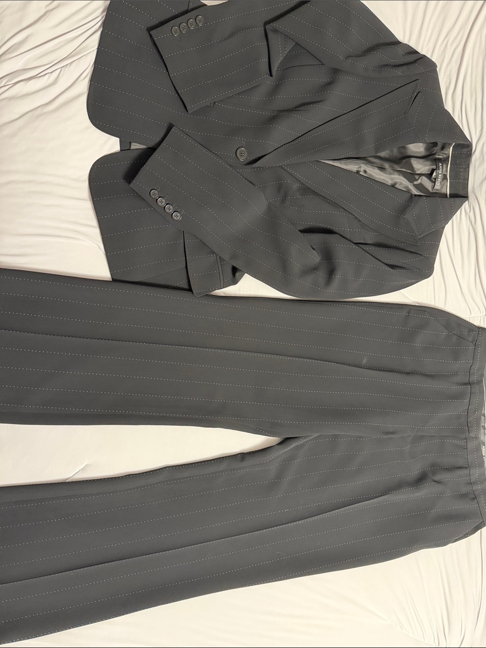 Anne Klein size 12 black Pinstripe Women's Suit Blazer & Pants